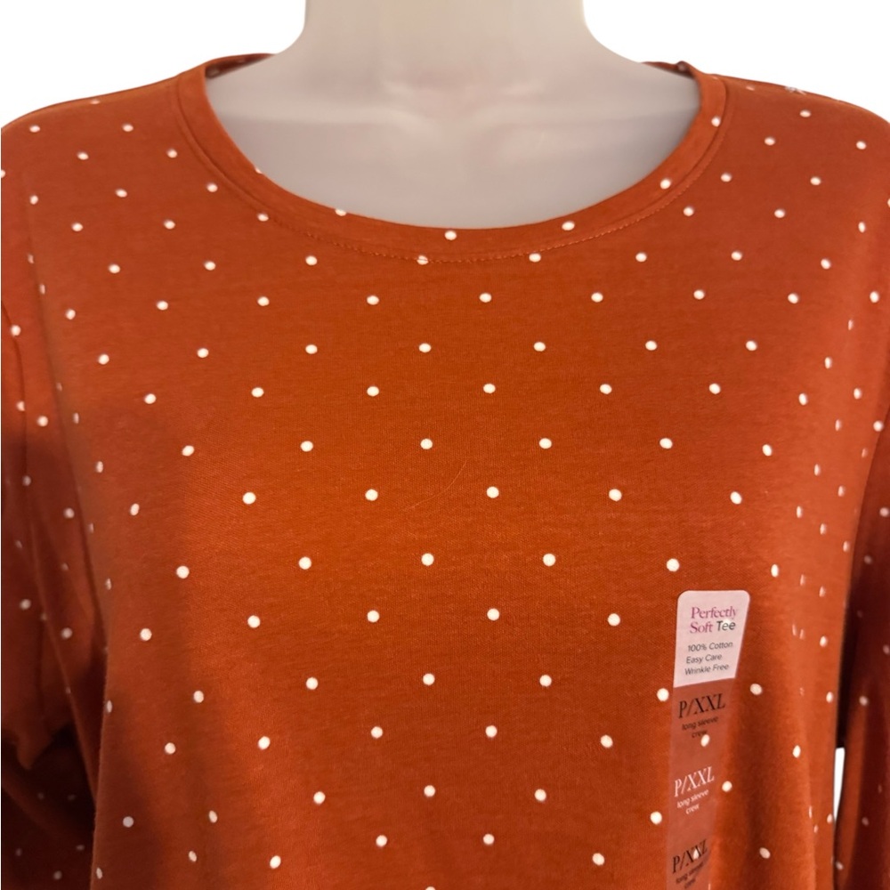 NWT   Polka Dot Long Sleeve Top 2X/PETITE   #CL - Picture 2 of 8